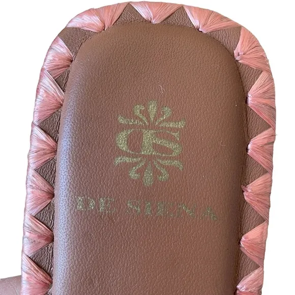 De Siena Sandy Lane Beaded Sandals Pink White Size 40 IT / US 10 Vacation Beach