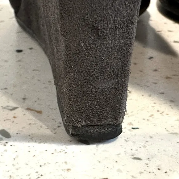 Designer Christian Dior‎ CD Gray Suede &amp; Wool Tall Knee High Wedge Boots