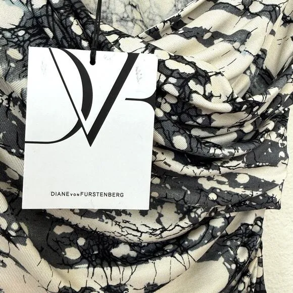 Diane von Furstenberg Bentley SJ Dress Tie Dye Ruched Midi Grunge Glam Sz 2 NWT