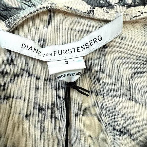 Diane von Furstenberg Bentley SJ Dress Tie Dye Ruched Midi Grunge Glam Sz 2 NWT