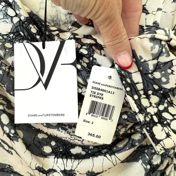 Diane von Furstenberg Bentley SJ Dress Tie Dye Ruched Midi Grunge Glam Sz 2 NWT