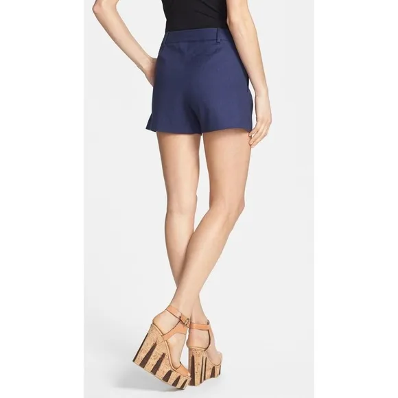 Diane Von Furstenberg Naples Stretch Woven Linen/Cotton Shorts Ink 12 Nwt $198