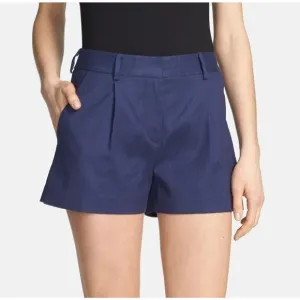 Diane Von Furstenberg Naples Stretch Woven Linen/Cotton Shorts Ink 12 Nwt $198