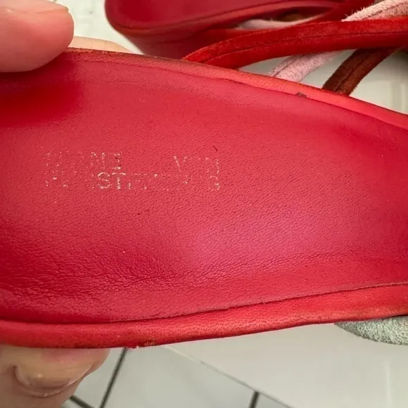 Diane Von Furstenberg red multi color leather sandals, size 9M