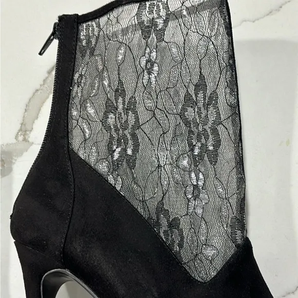 Diba | Lace Black Silver Feminine Fancy Stiletto Heels Boots