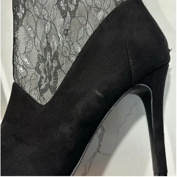 Diba | Lace Black Silver Feminine Fancy Stiletto Heels Boots