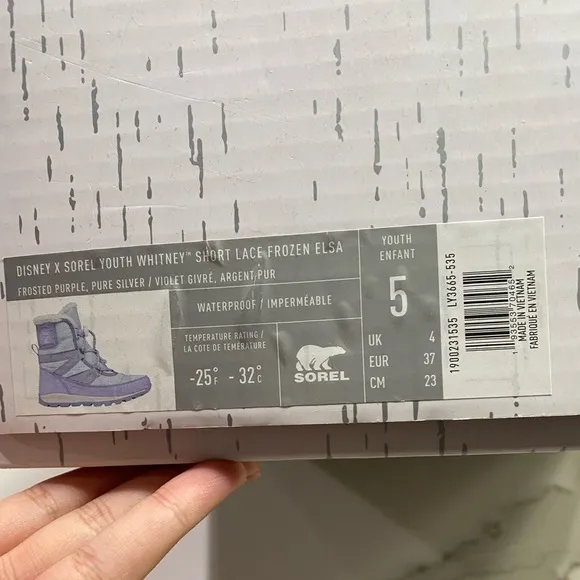 Disney X Sorel Youth Whitney Short Lace Frozen Elsa Waterproof Boots