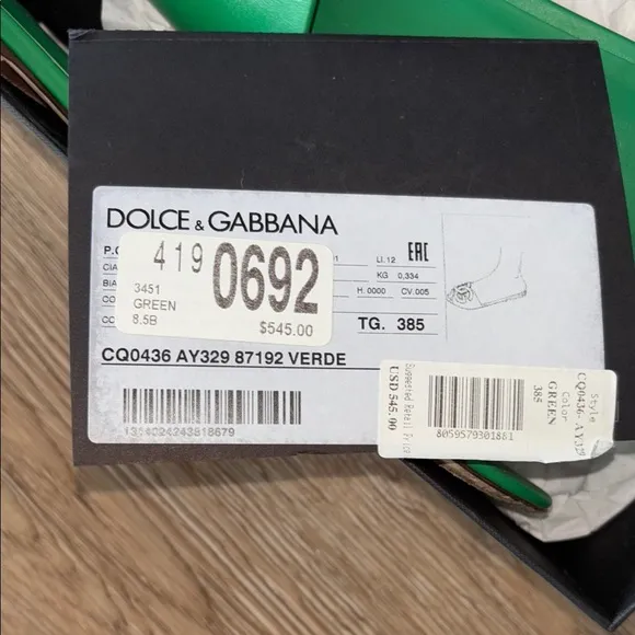 Dolce &amp; Gabbana Green Sandals with Interlocking Logo