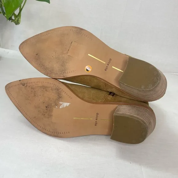 Dolce Vita Anthropologie Solow TanSuede‎ Western Heel Ankle Bootie women 7.5