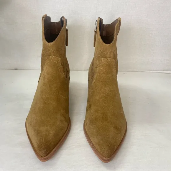 Dolce Vita Anthropologie Solow TanSuede‎ Western Heel Ankle Bootie women 7.5