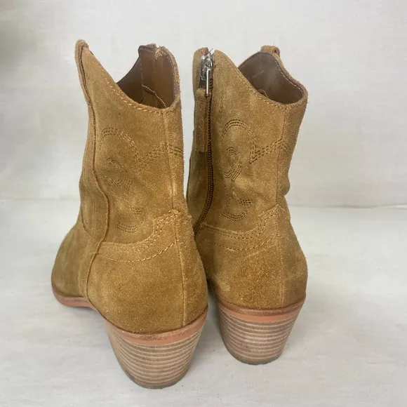 Dolce Vita Anthropologie Solow TanSuede‎ Western Heel Ankle Bootie women 7.5