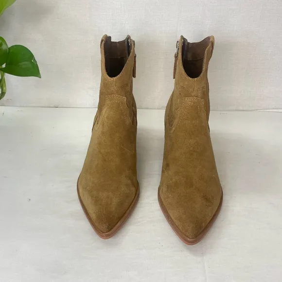 Dolce Vita Anthropologie Solow TanSuede‎ Western Heel Ankle Bootie women 7.5