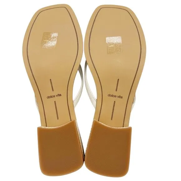 Dolce Vita Barty Thong Flip Flop Sandals in Ivory Leather Shoes US 9.5