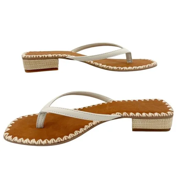 Dolce Vita Barty Thong Flip Flop Sandals in Ivory Leather Shoes US 9.5