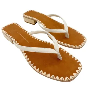 Dolce Vita Barty Thong Flip Flop Sandals in Ivory Leather Shoes US 9.5