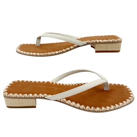 Dolce Vita Barty Thong Flip Flop Sandals in Ivory Leather Shoes US 9.5