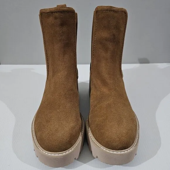 Dolce Vita Hawk H20 Ankle Bootie Womens 10 Brown Suede Chelsea Waterproof NEW