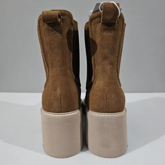 Dolce Vita Hawk H20 Ankle Bootie Womens 10 Brown Suede Chelsea Waterproof NEW