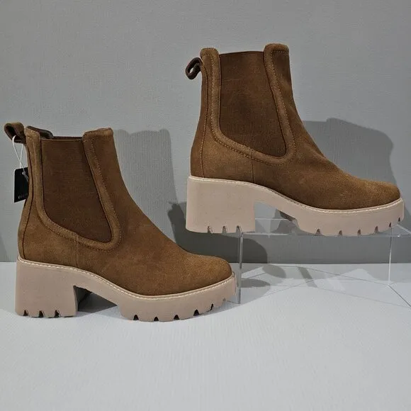 Dolce Vita Hawk H20 Ankle Bootie Womens 10 Brown Suede Chelsea Waterproof NEW