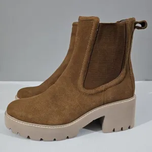Dolce Vita Hawk H20 Ankle Bootie Womens 10 Brown Suede Chelsea Waterproof NEW