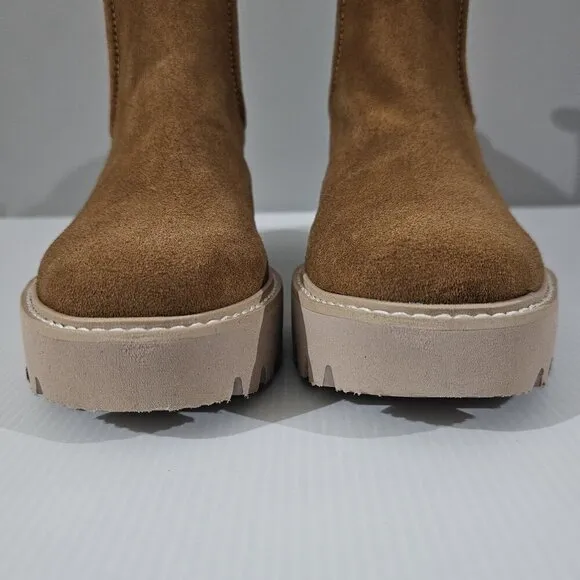 Dolce Vita Hawk H20 Ankle Bootie Womens 10 Brown Suede Chelsea Waterproof NEW