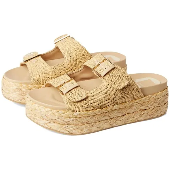 Dolce Vita Shoes Falyn Light Natural Raffia Platform Sandals