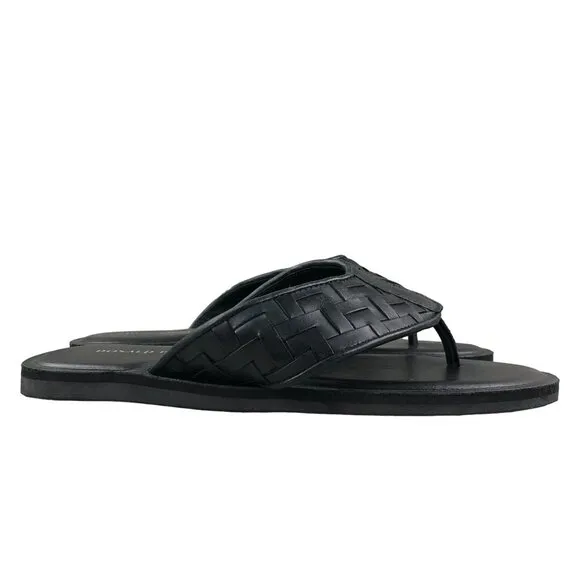 Donald Pliner Men's Size 8M Pascal Black Leather Woven Slip On Sandals $198