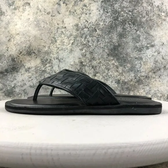 Donald Pliner Men's Size 8M Pascal Black Leather Woven Slip On Sandals $198