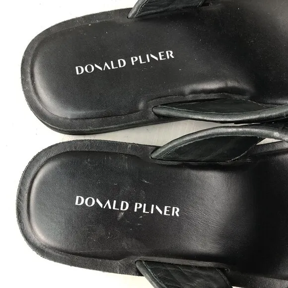Donald Pliner Men's Size 8M Pascal Black Leather Woven Slip On Sandals $198