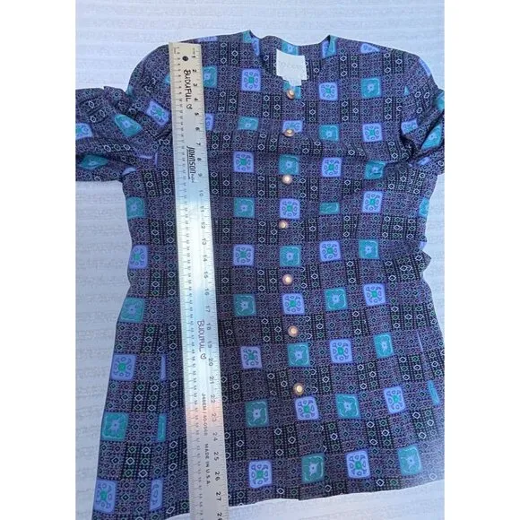 Doncaster Womens Sz 10 Printed Button Front Shirt Jacket Multicolor Lightweight