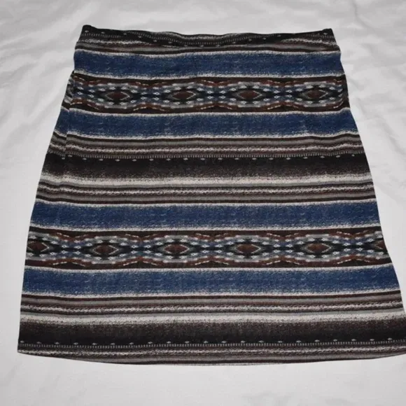 Double D Ranch Southwestern Style Blanket Pattern Mini  Skirt XS EUC