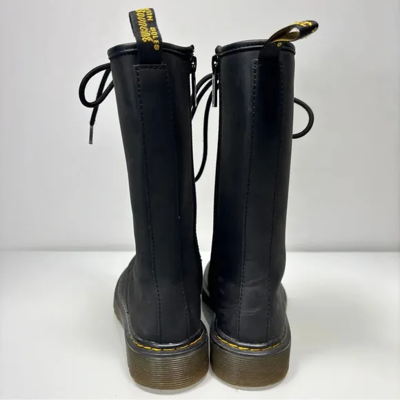 Dr. Martens Black Leather Mohawk 1914 Junior Tall Shaft Lace Up Boots Size 13