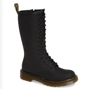 Dr. Martens Black Leather Mohawk 1914 Junior Tall Shaft Lace Up Boots Size 13