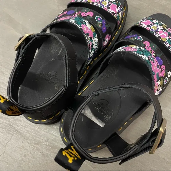 Dr. Martens Blaire Floral Strap Fisherman Sandals Black Hydro