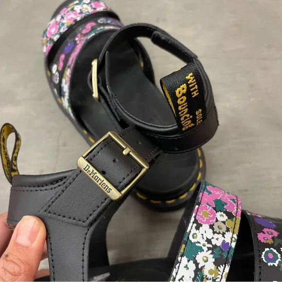 Dr. Martens Blaire Floral Strap Fisherman Sandals Black Hydro