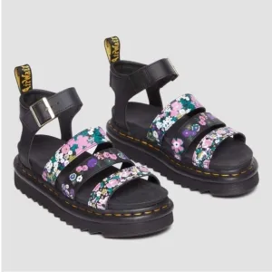 Dr. Martens Blaire Floral Strap Fisherman Sandals Black Hydro