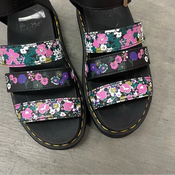 Dr. Martens Blaire Floral Strap Fisherman Sandals Black Hydro