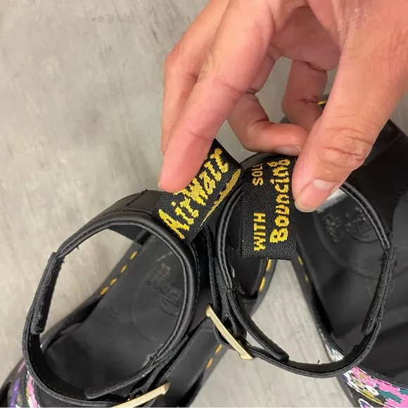 Dr. Martens Blaire Floral Strap Fisherman Sandals Black Hydro