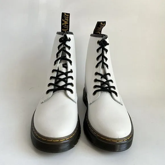 Dr. Martens Bootie Women Size 9M White Leather Zavala Ankle Combat Boots