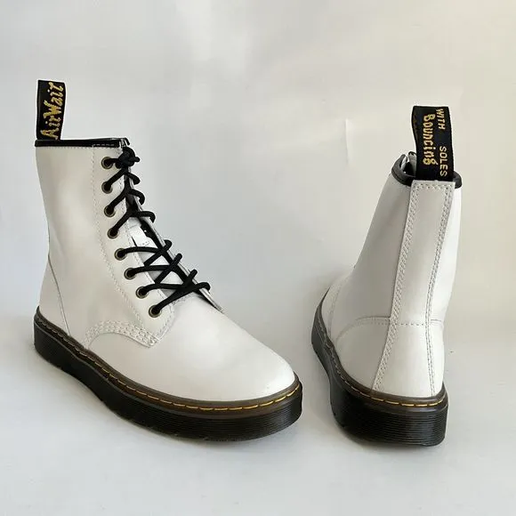 Dr. Martens Bootie Women Size 9M White Leather Zavala Ankle Combat Boots