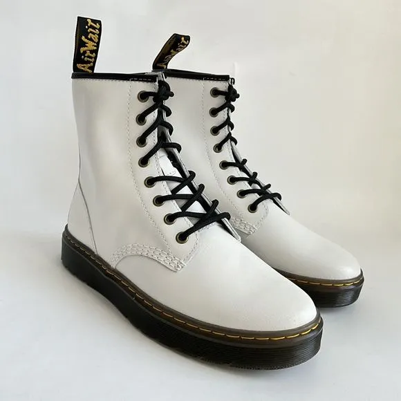 Dr. Martens Bootie Women Size 9M White Leather Zavala Ankle Combat Boots