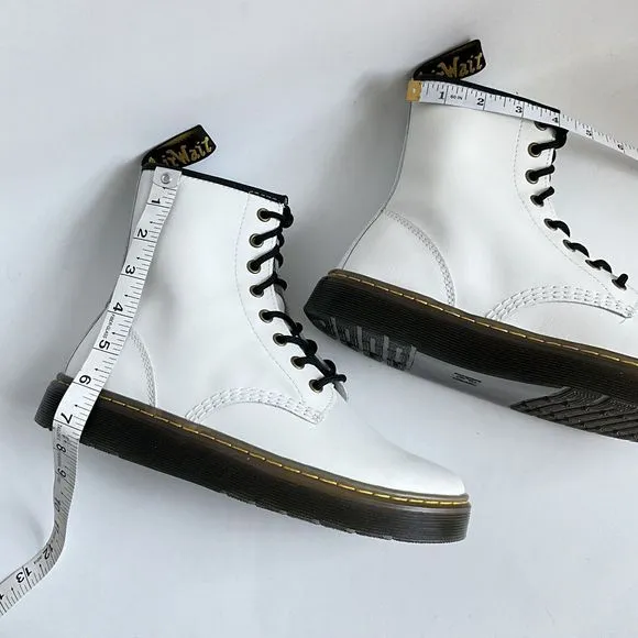 Dr. Martens Bootie Women Size 9M White Leather Zavala Ankle Combat Boots