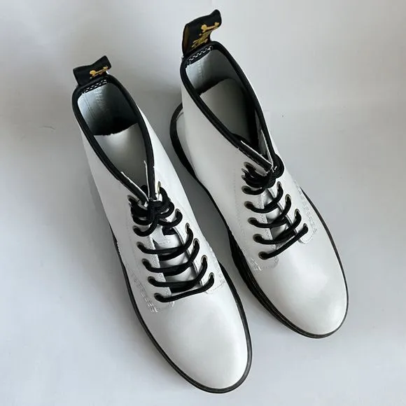 Dr. Martens Bootie Women Size 9M White Leather Zavala Ankle Combat Boots