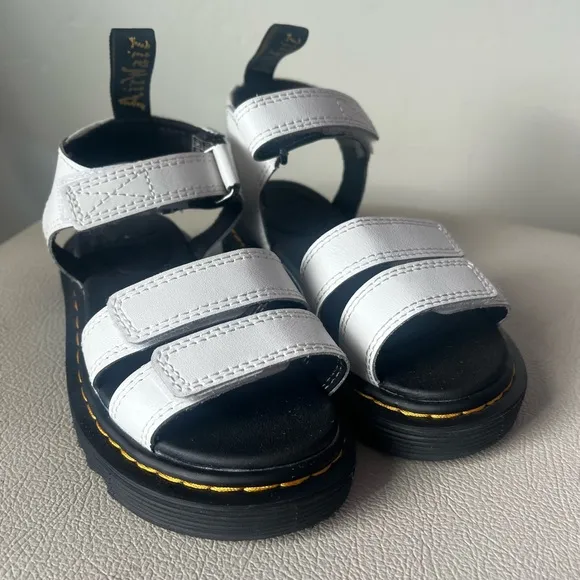 Dr Martens  Klaire Athena White Leather Summer Beach Sandals Size 11