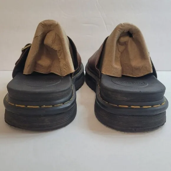 Dr Martens Mens Dax Luxor Leather Slide Sandals Size 13 Brown Chunky Comfort