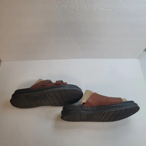 Dr Martens Mens Dax Luxor Leather Slide Sandals Size 13 Brown Chunky Comfort