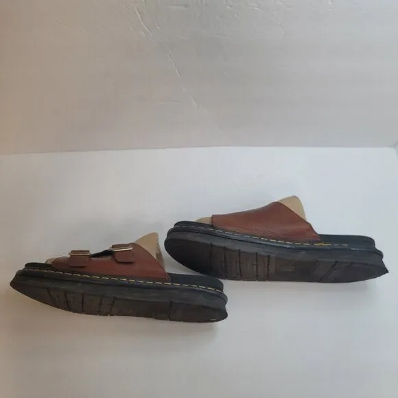 Dr Martens Mens Dax Luxor Leather Slide Sandals Size 13 Brown Chunky Comfort