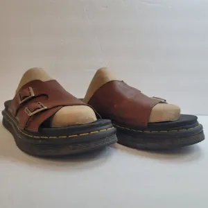 Dr Martens Mens Dax Luxor Leather Slide Sandals Size 13 Brown Chunky Comfort