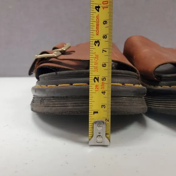 Dr Martens Mens Dax Luxor Leather Slide Sandals Size 13 Brown Chunky Comfort