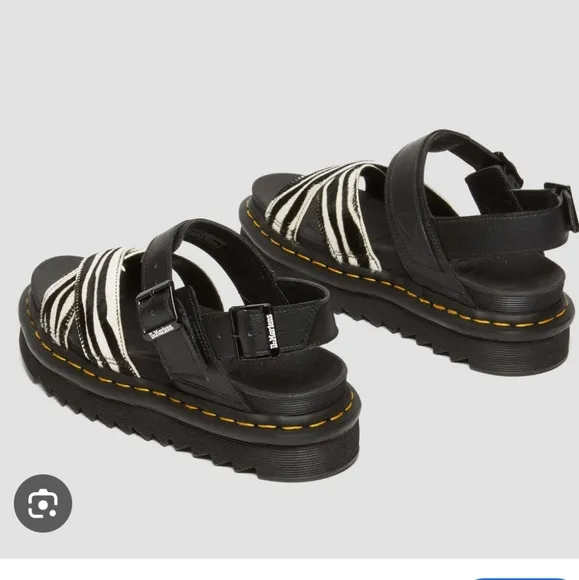 Dr. MartensWomen's Black Voss Ii Hair-on Zebra Print Sandals Size 6